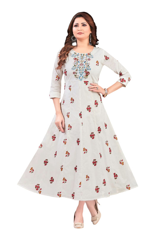 🌸 Elegant Anarkali Cotton gown – Premium Ethnic Wear at an Unbeatable Price! 🌸