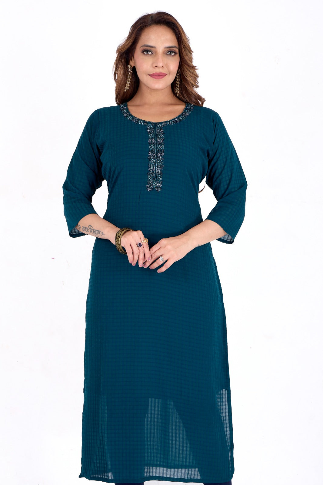 ✨ Elegant Dobi Silk Embroidered Kurti ✨