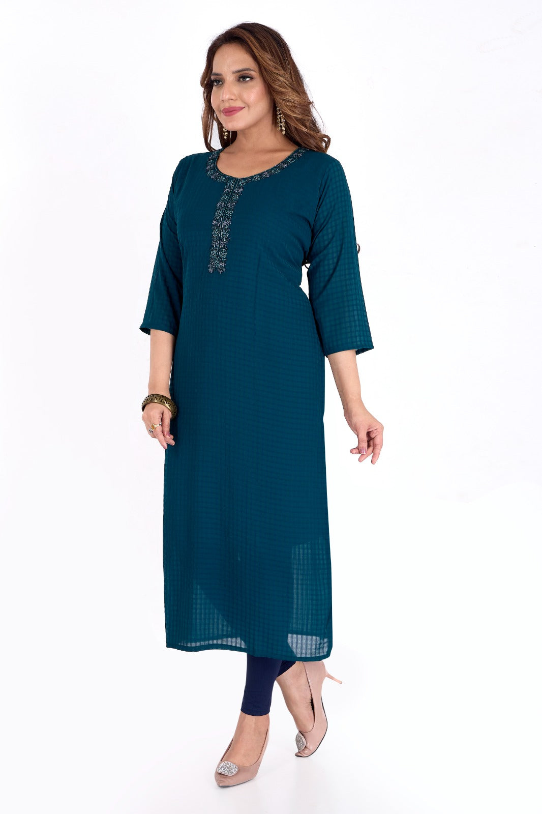 ✨ Elegant Dobi Silk Embroidered Kurti ✨