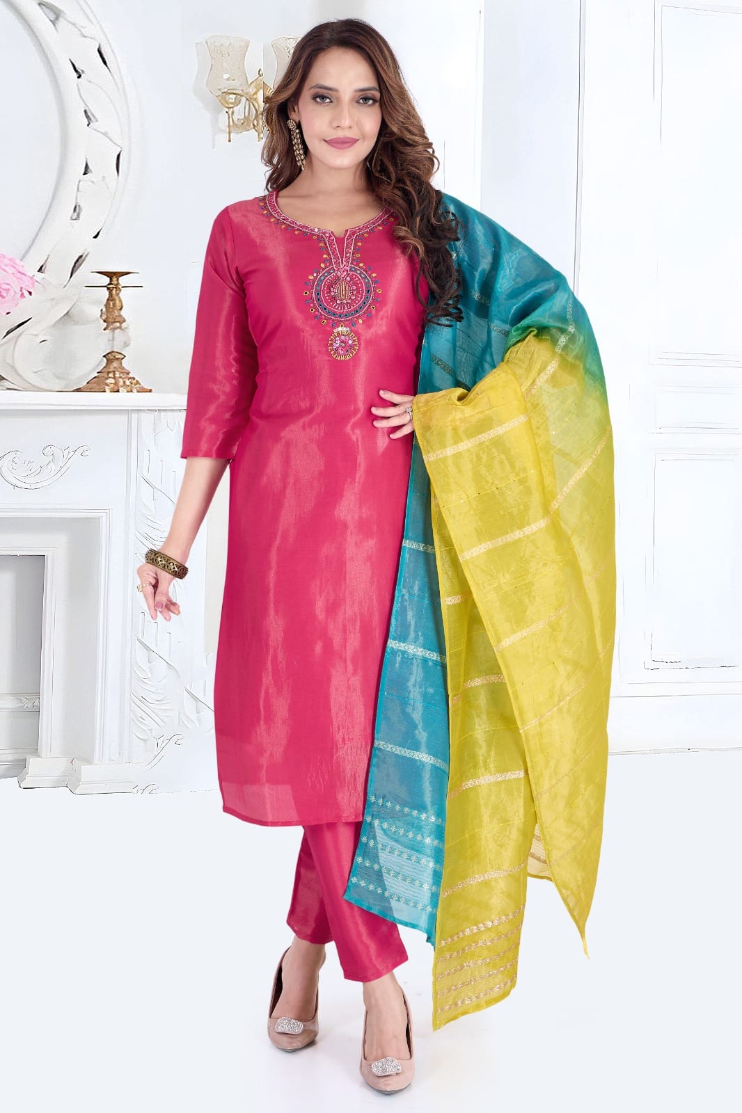 💖 Bold in Beauty – Fuchsia Sigara Silk 3-Piece Set 💖