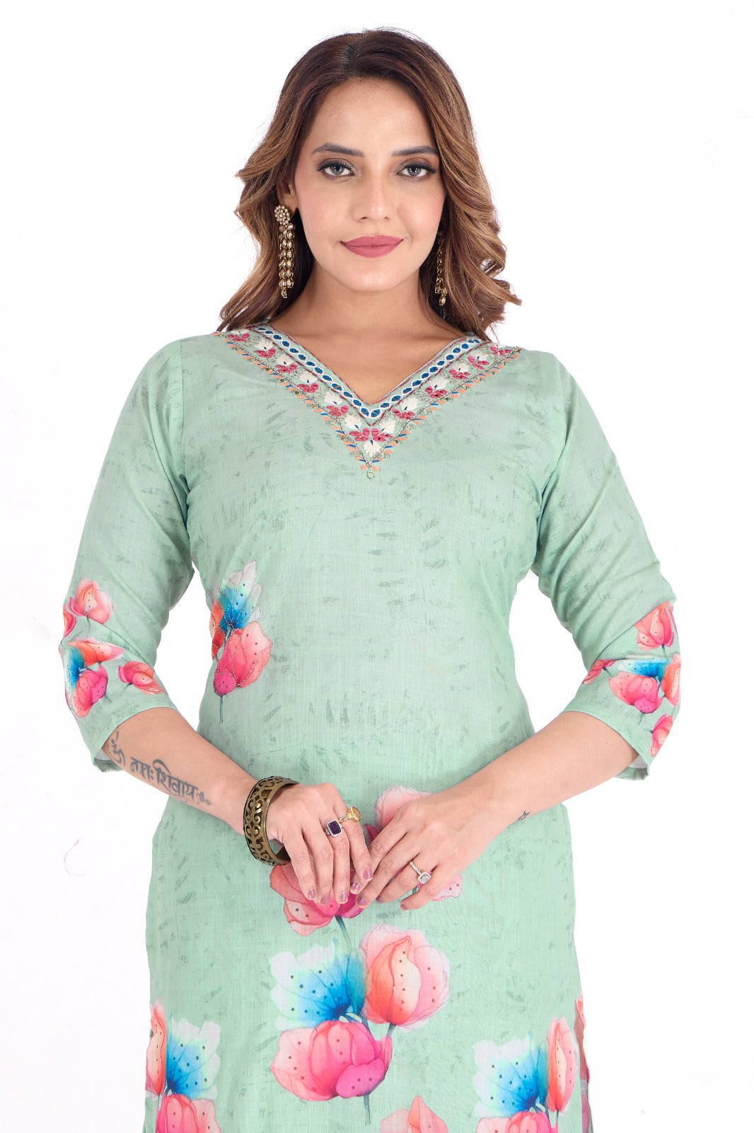 Green Flower Salwaar and Kameez