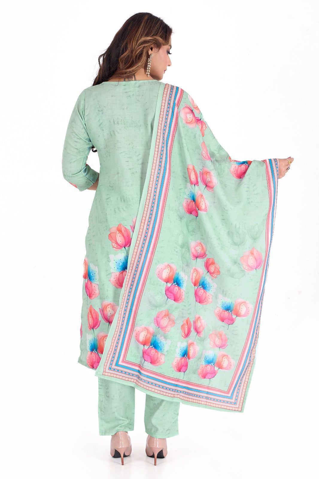 Green Flower Salwaar and Kameez