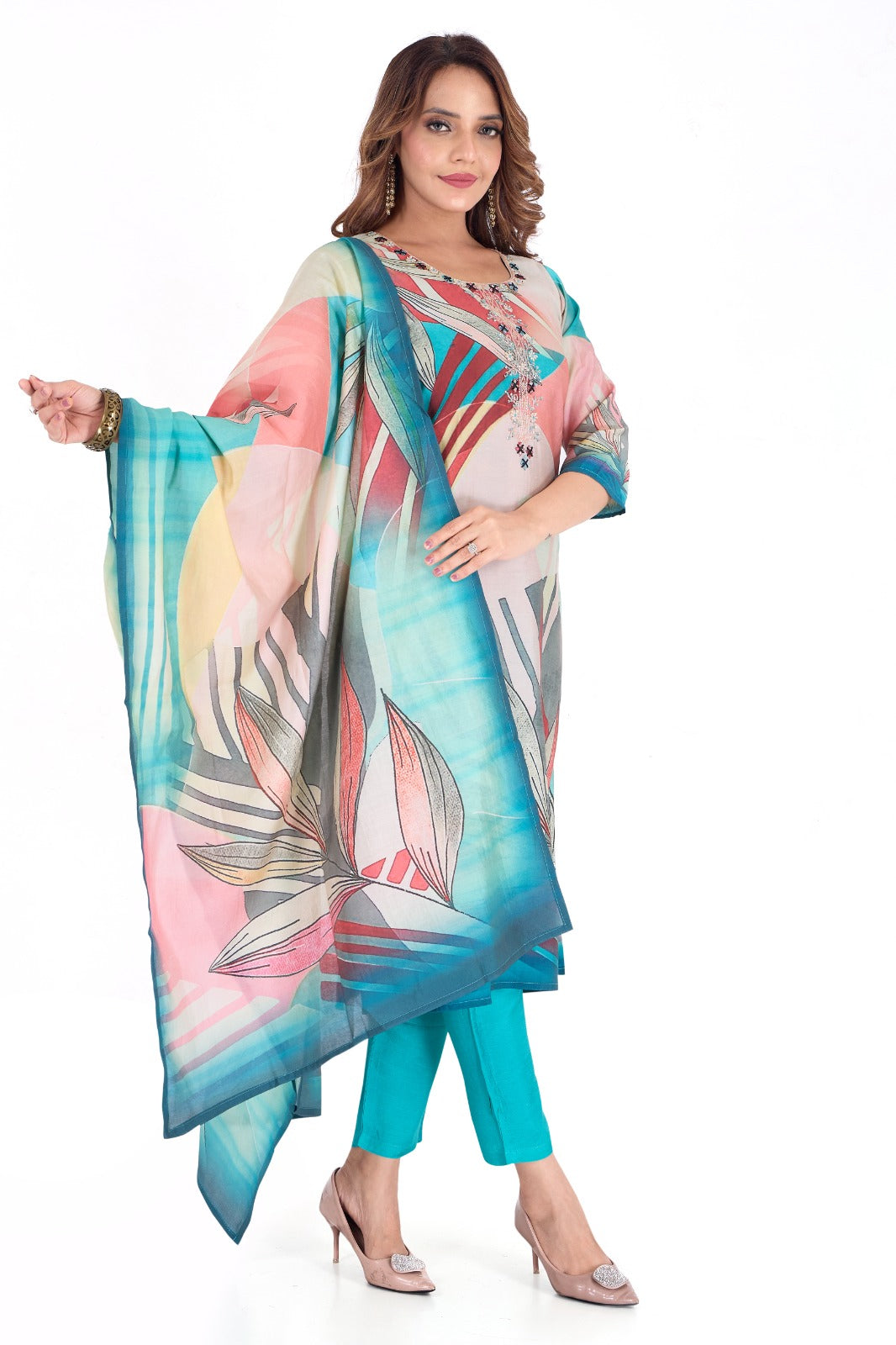 🌿 Pure Viscose 3-Piece Digital Print Suit Set 🌿