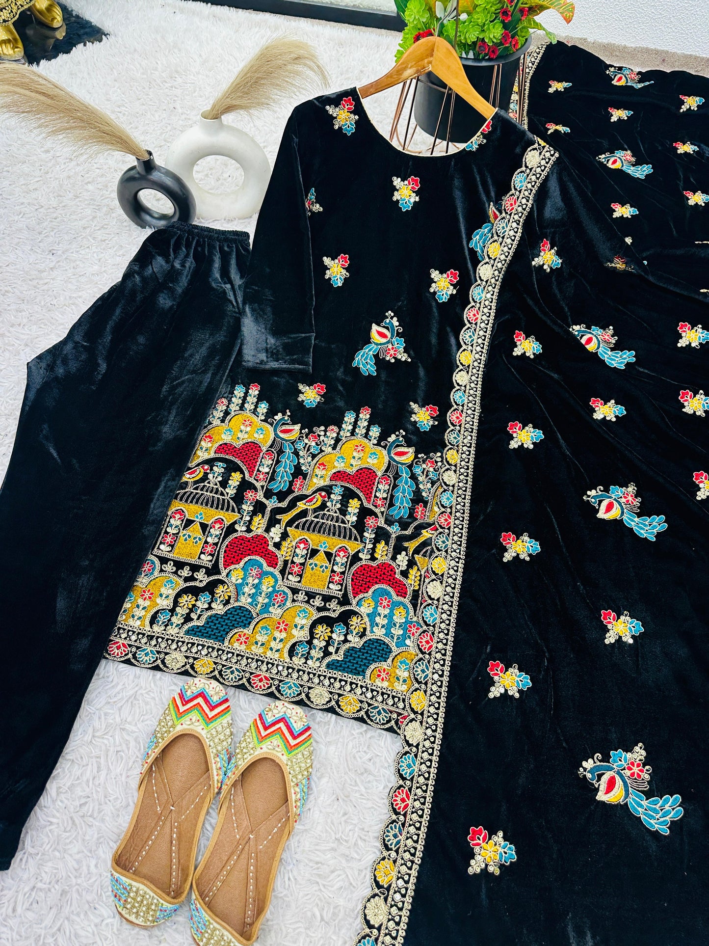 Viscose  Velvet With Heavy Embroidery