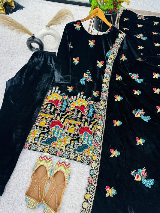 Viscose  Velvet With Heavy Embroidery